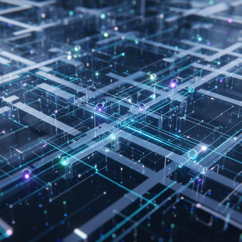 빛나는 미래 기술을 상징하는 추상적인 3D 디지털 아트