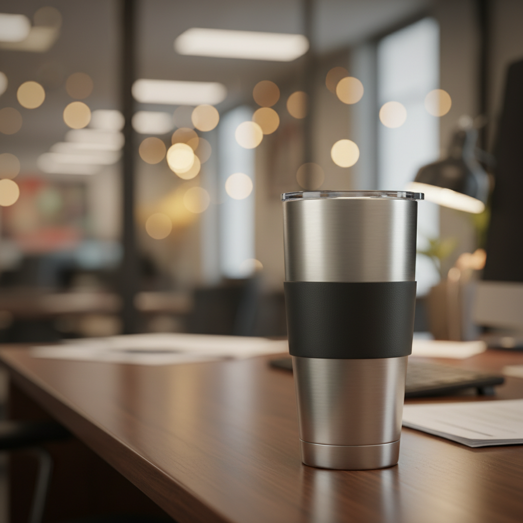 사무실 책상 위 스타벅스 텀블러
