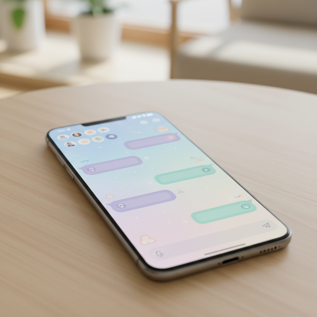 세련된 파스텔톤의 카카오톡 대화창 화면