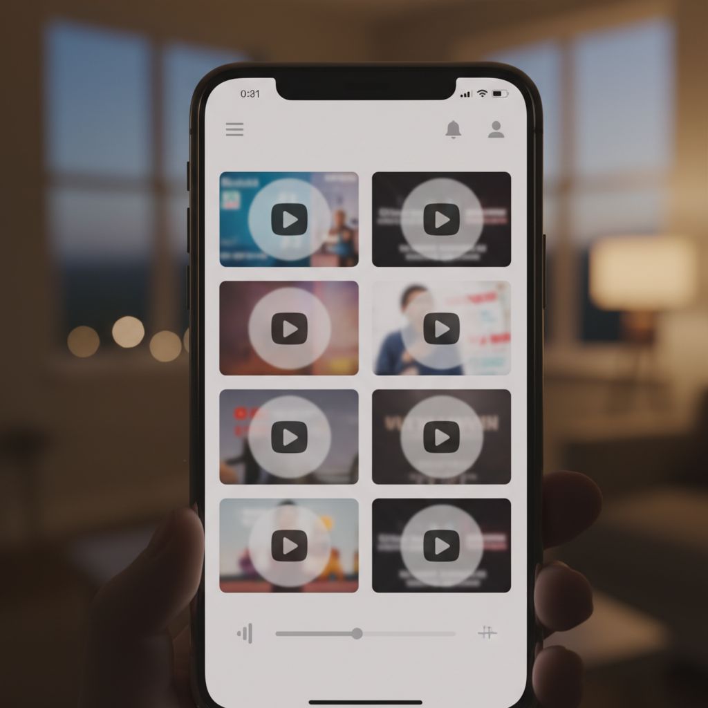 스마트폰 화면에 유튜브 앱이 띄워진 모습