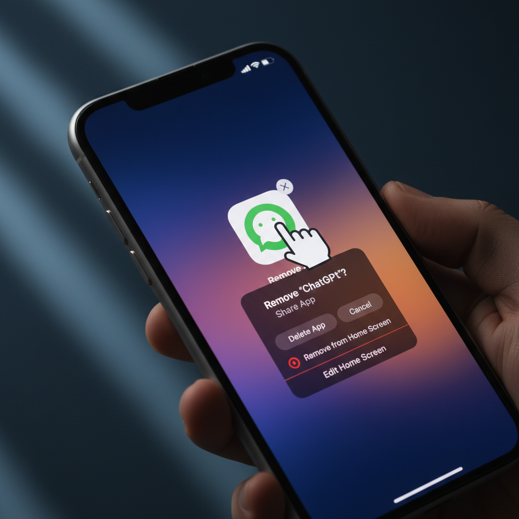 스마트폰 화면에 ChatGPT 앱 삭제 아이콘이 떠 있는 모습