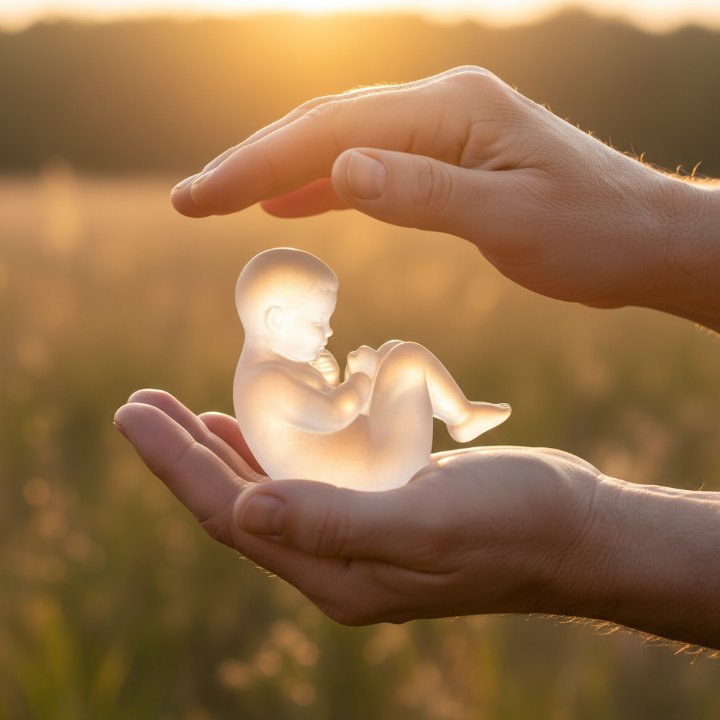 아기를 따뜻하게 감싸안으려는 보호의 손길