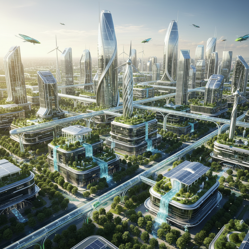 안전하고 조화로운 미래를 상징하는 평화로운 도시풍경