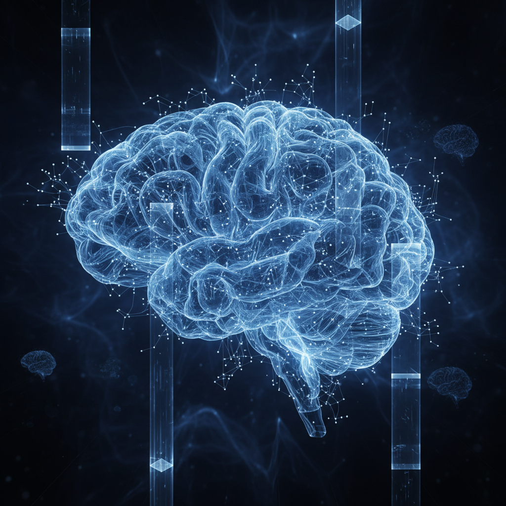 인공지능 윤리와 기술을 상징하는 추상적 이미지