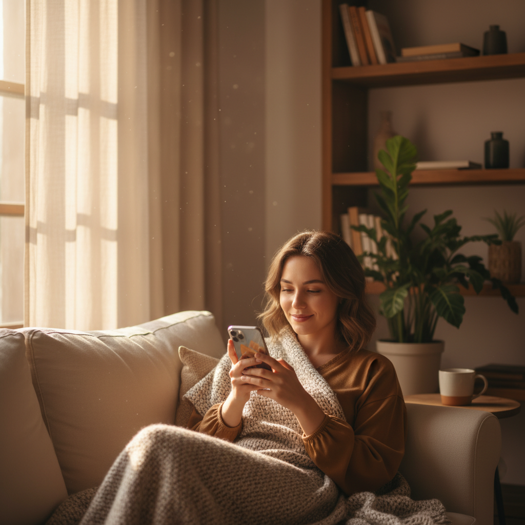 즐겁게 영상 콘텐츠를 감상하는 손