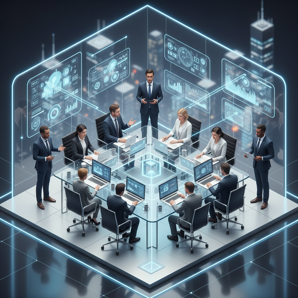 진지한 회의와 토론을 나누는 다양한 직업군의 테크 종사자들