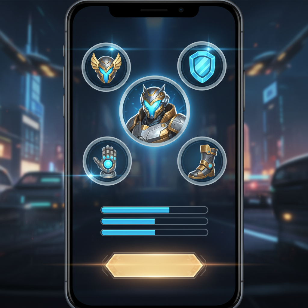 캐릭터 강화 메뉴와 아이템 관리 화면