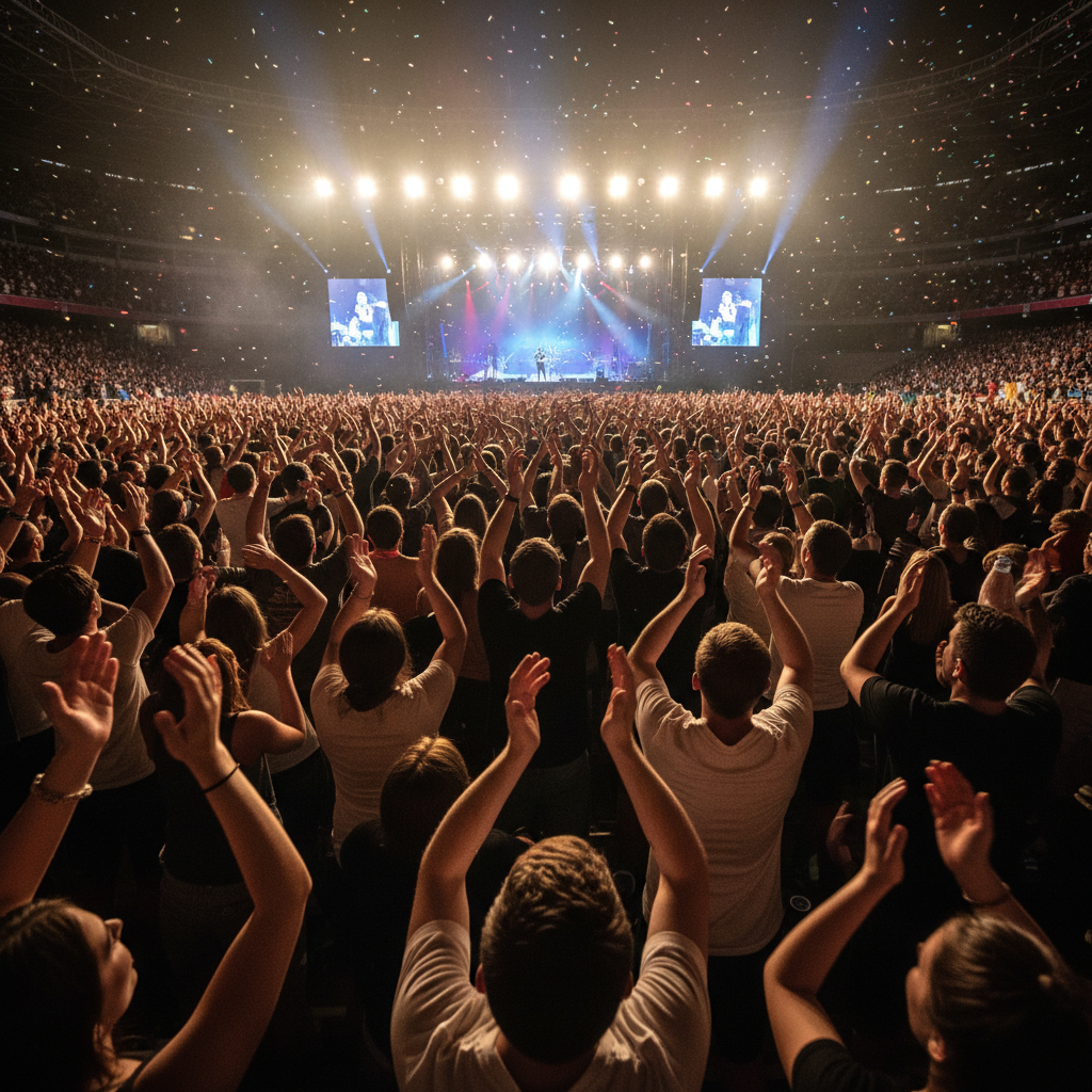콘서트장에서 즐거운 시간을 보내는 관객들