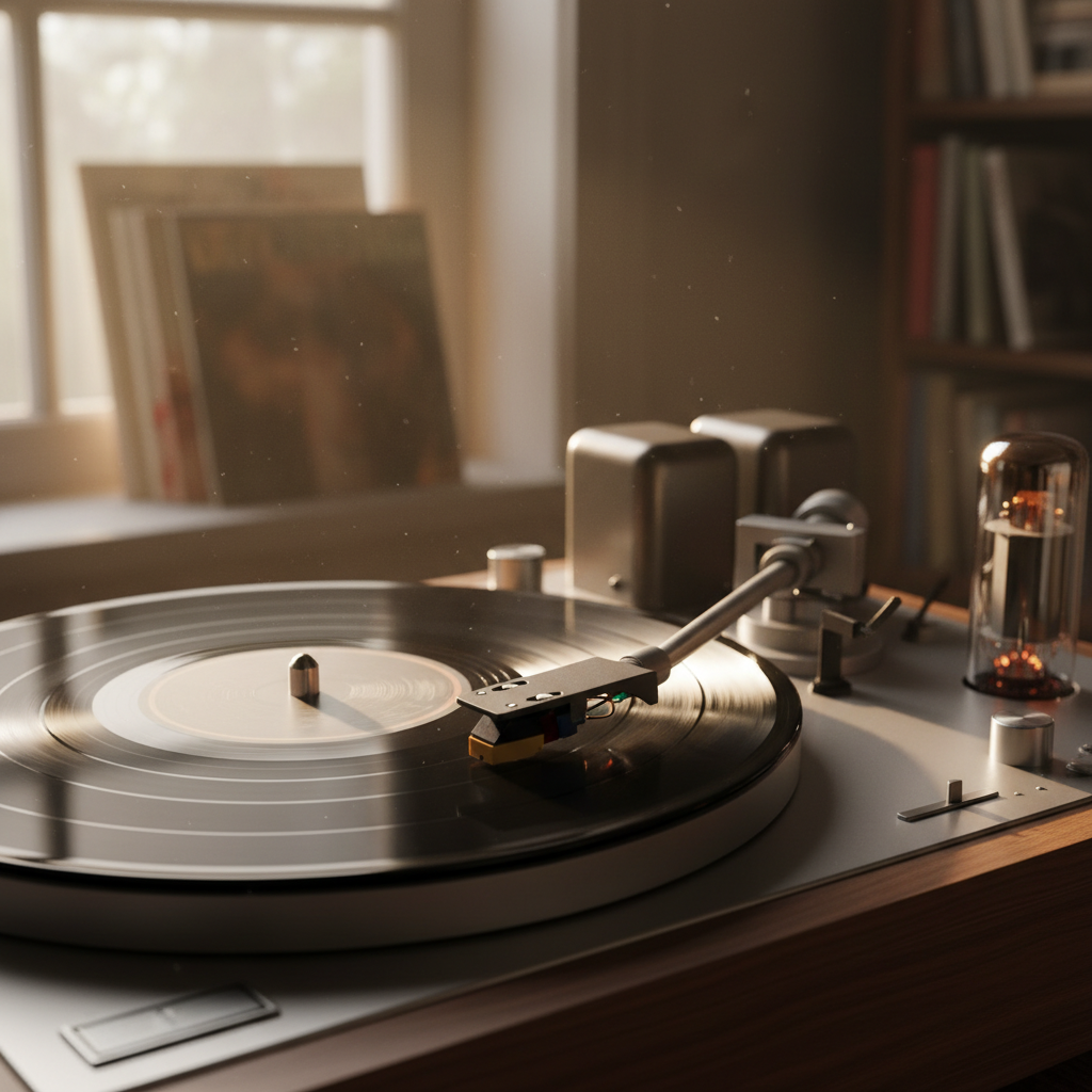 클래식 음악 레코드판이 돌아가는 모습