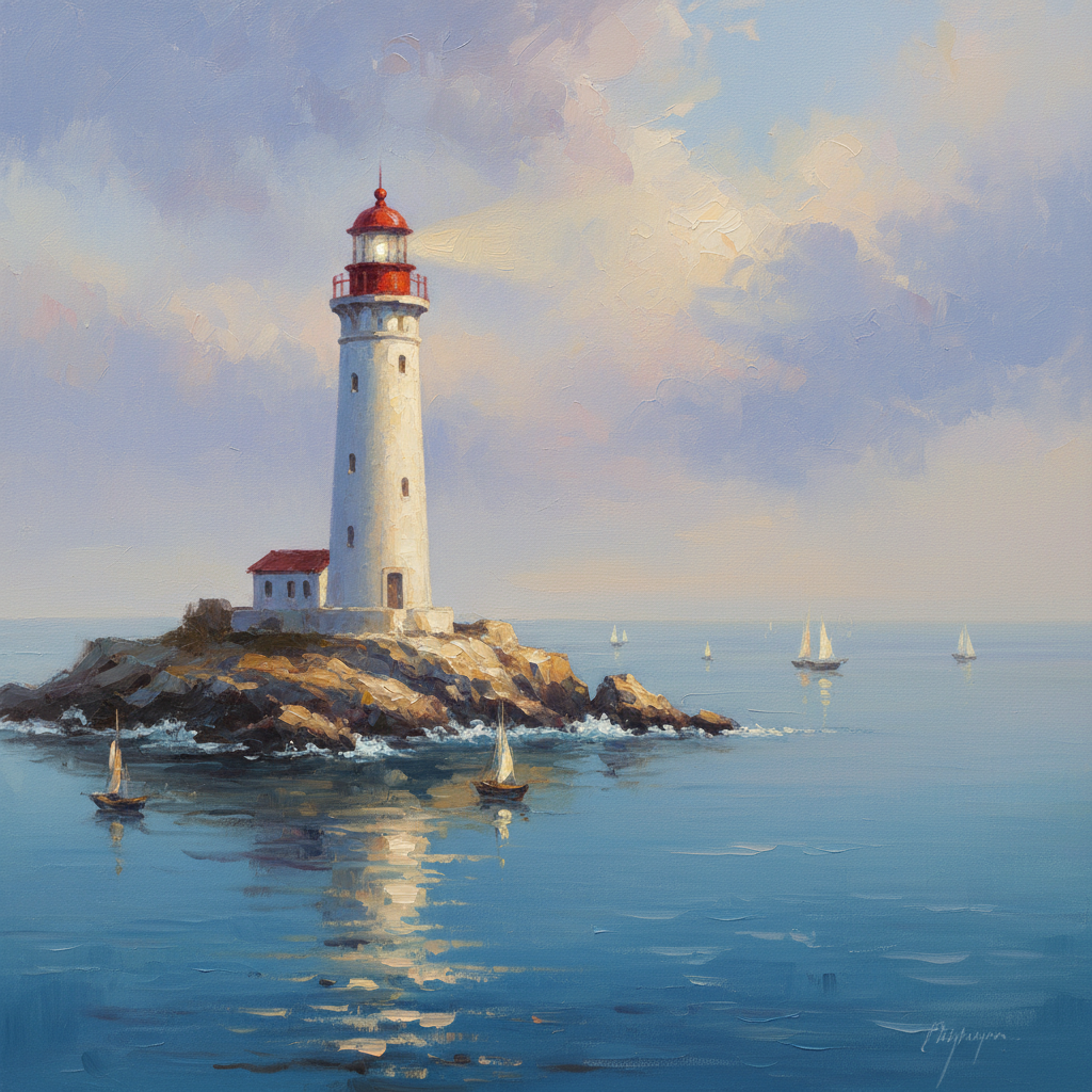 통찰력을 상징하는 등대 이미지