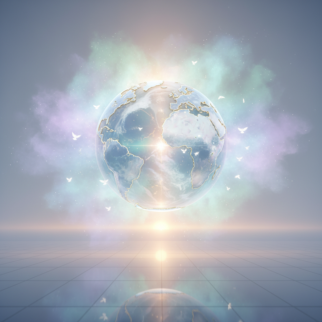 평화를 상징하는 비둘기와 지구본