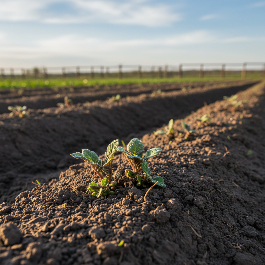 푸릇푸릇하게 싹이 올라온 감자밭