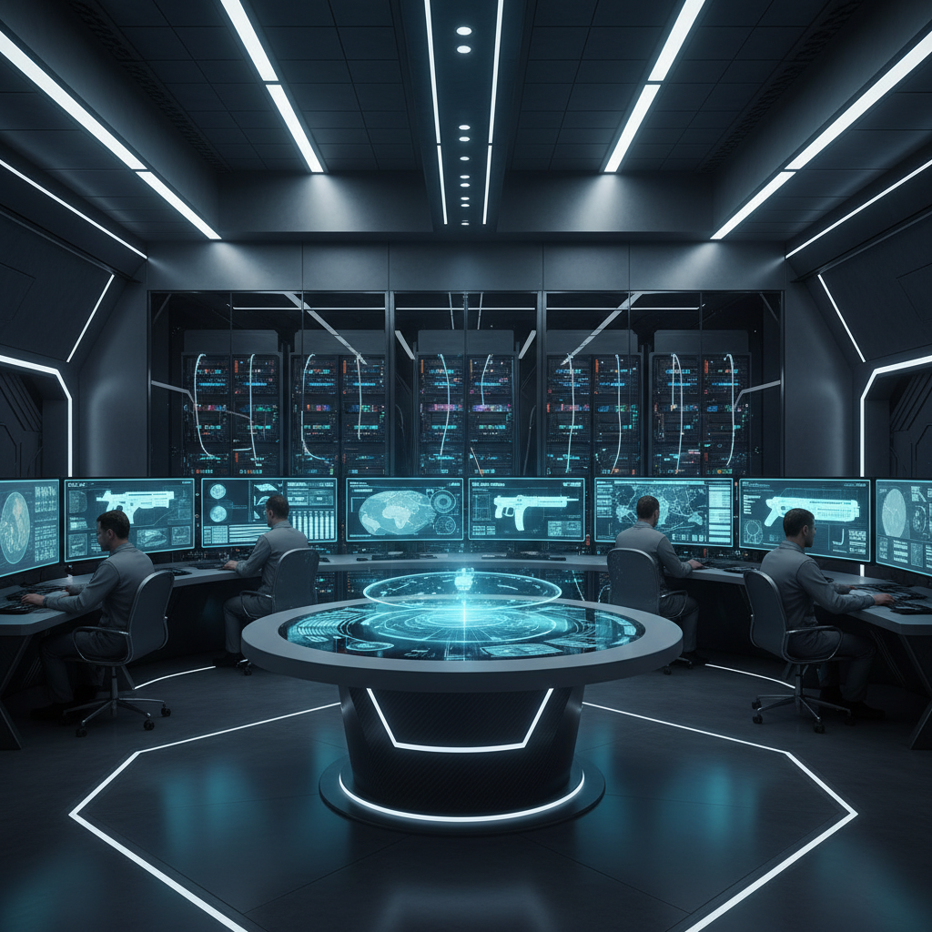 현대적인 방산 기술 연구소의 내부 모습