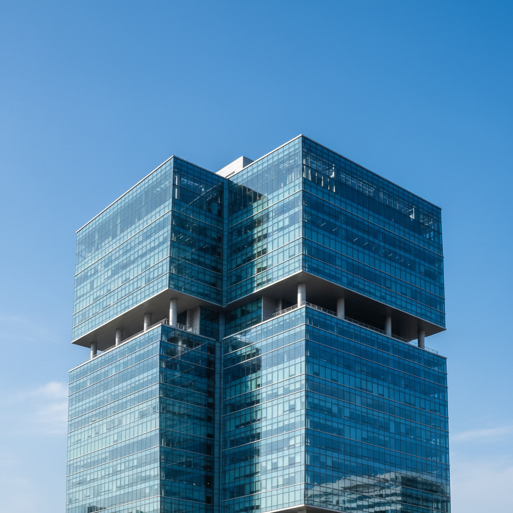 현대적인 삼성전자 사옥과 푸른 하늘