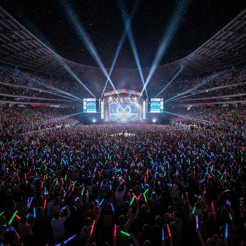 환호하는 관객들과 화려한 콘서트 엔딩