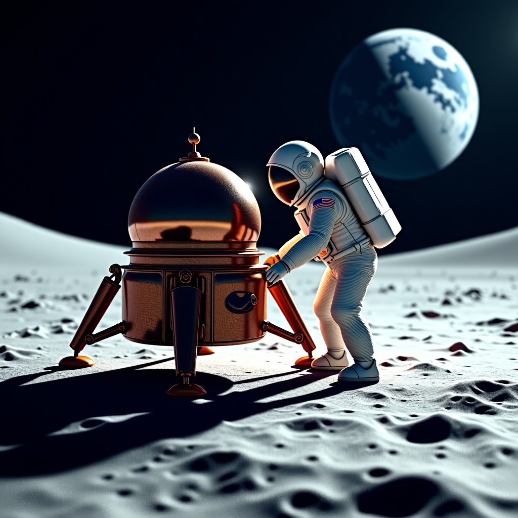 아폴로 11호 임무를 수행하는 모습