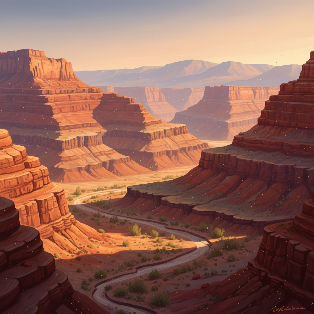 붉은 사암으로 이루어진 웅장한 계곡의 층리