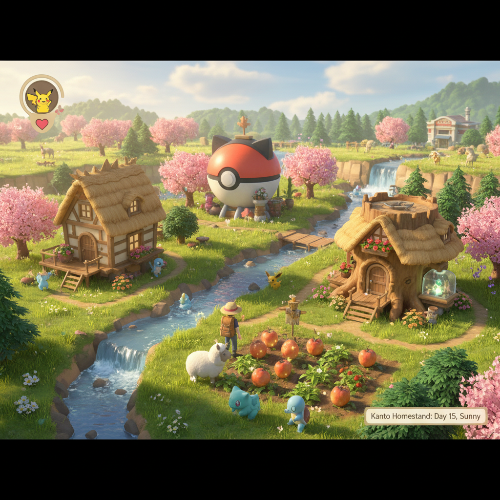 포코피아 게임의 평화로운 마을 전경