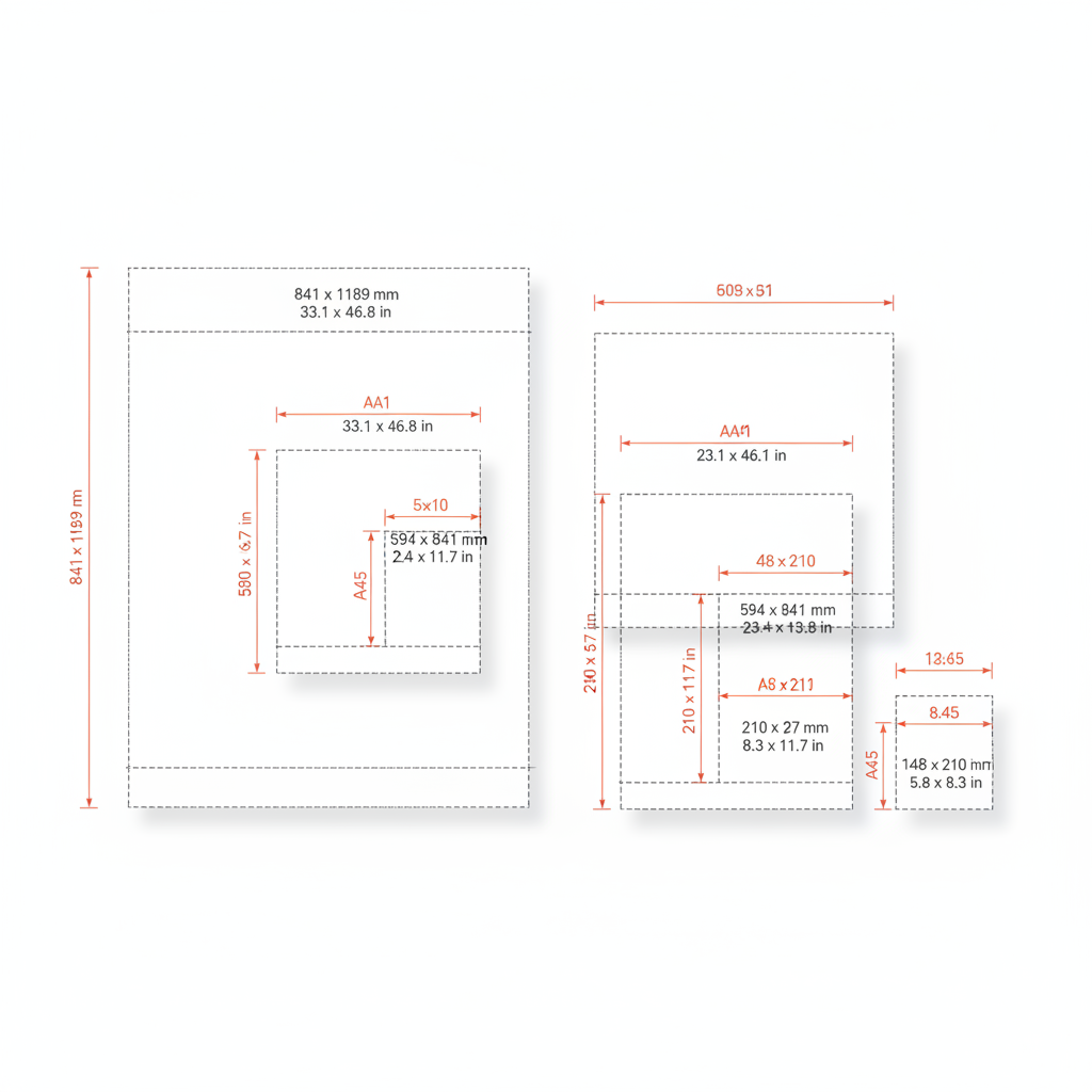 4절지 규격을 보여주는 도표