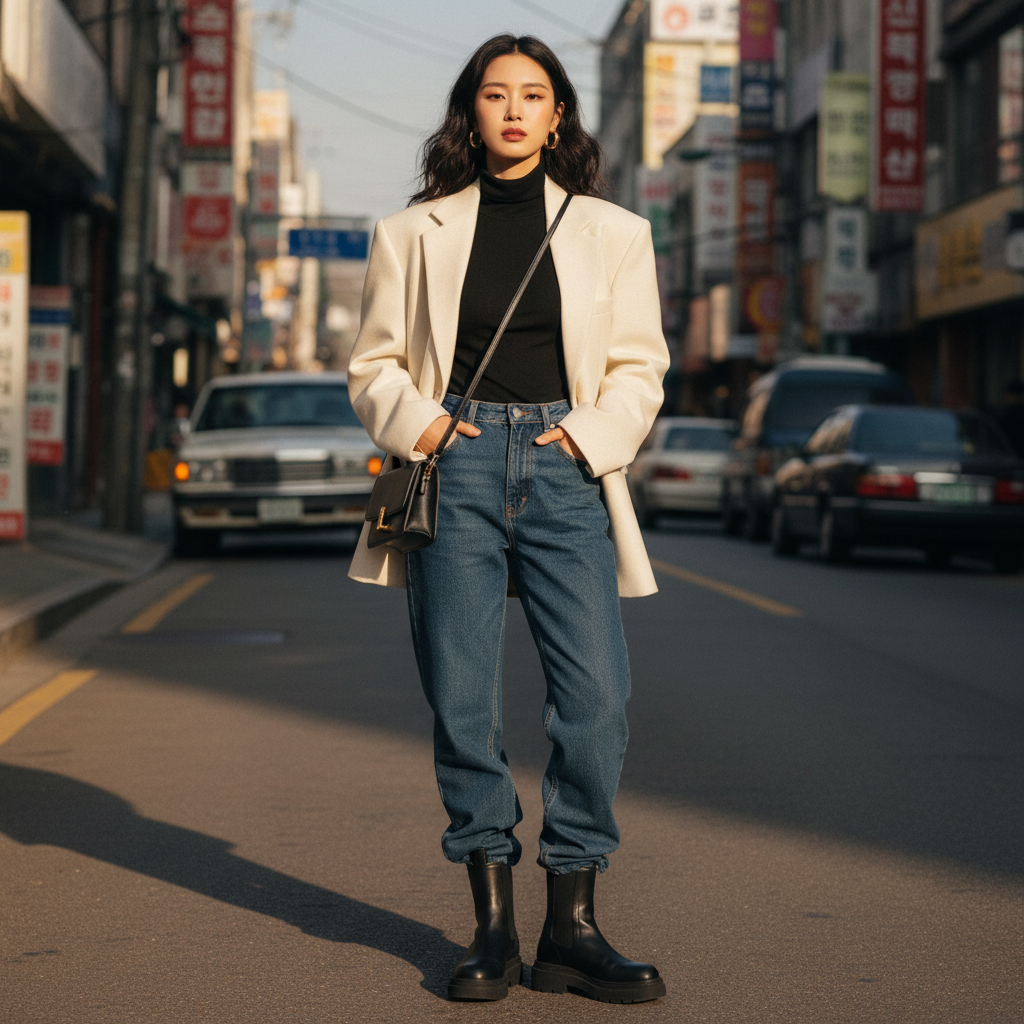 90년대 분위기의 세련된 심은하 스타일 여성