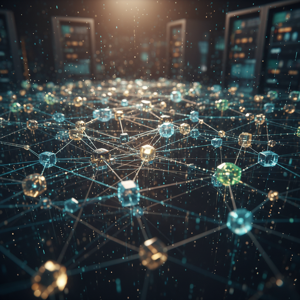 기업의 복잡한 시스템을 연결하는 추상적인 그래픽