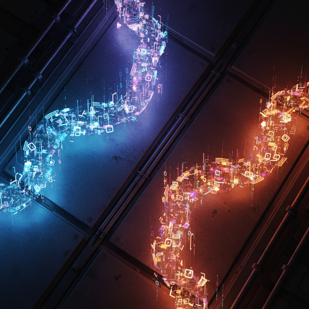 두 가지 다른 방향을 바라보는 데이터 흐름