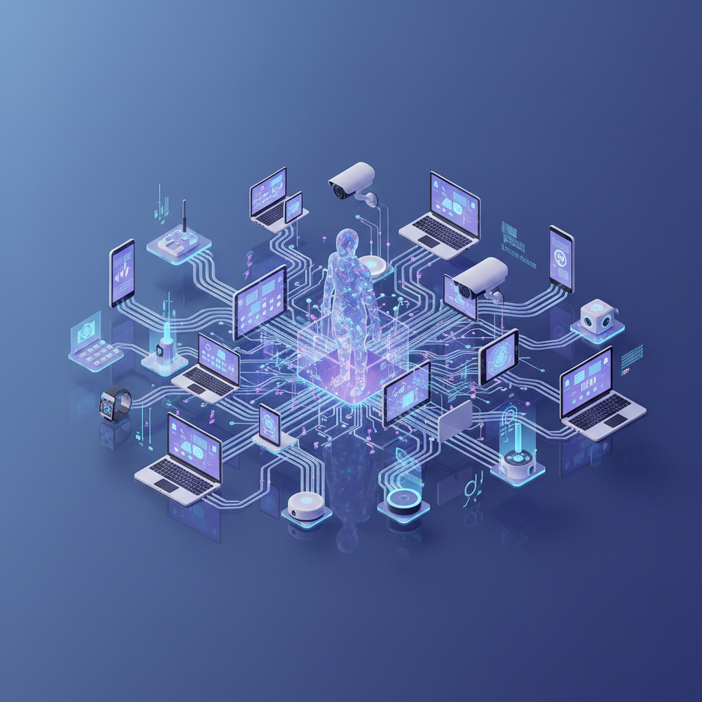 디지털 기기로 연결된 사람들의 복잡한 네트워크