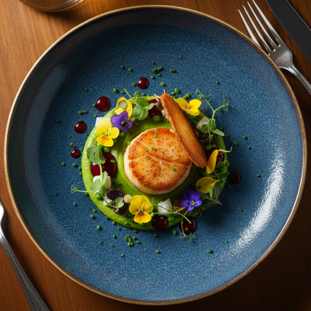 먹음직스럽게 차려진 셰프의 요리