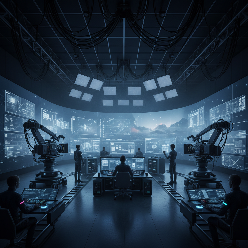 미래 지향적인 영화 제작 스튜디오의 풍경