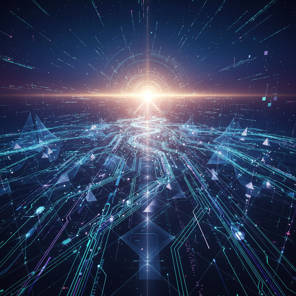 밝은 미래를 향해 뻗어나가는 데이터 흐름