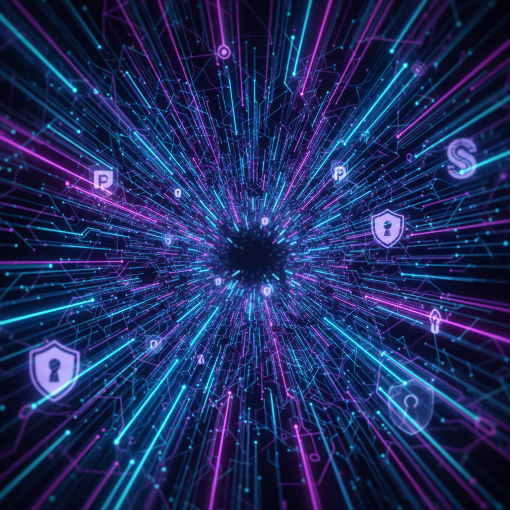 복잡한 데이터가 화면에 출력되는 추상적인 모습