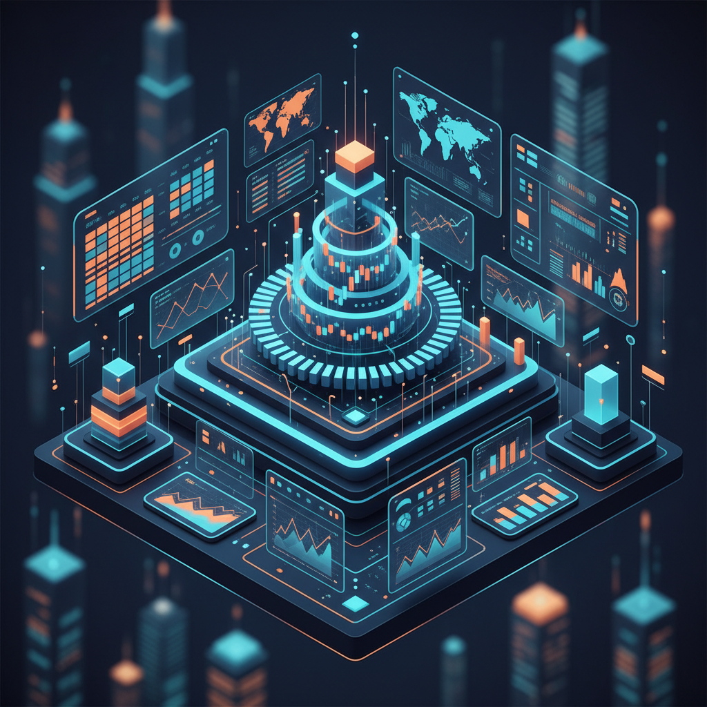 복잡한 주식 차트와 스마트 기기