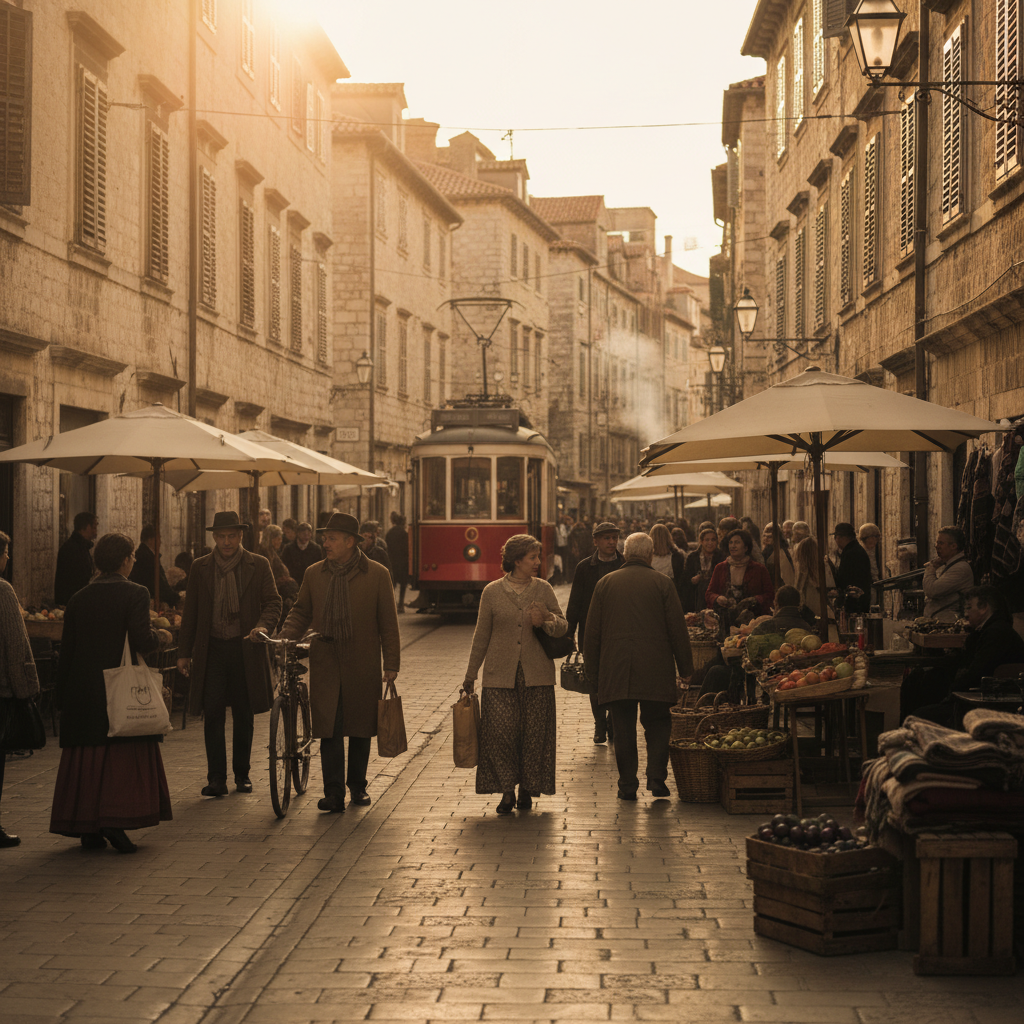 빈티지 디카로 촬영한 따뜻한 색감의 거리 사진