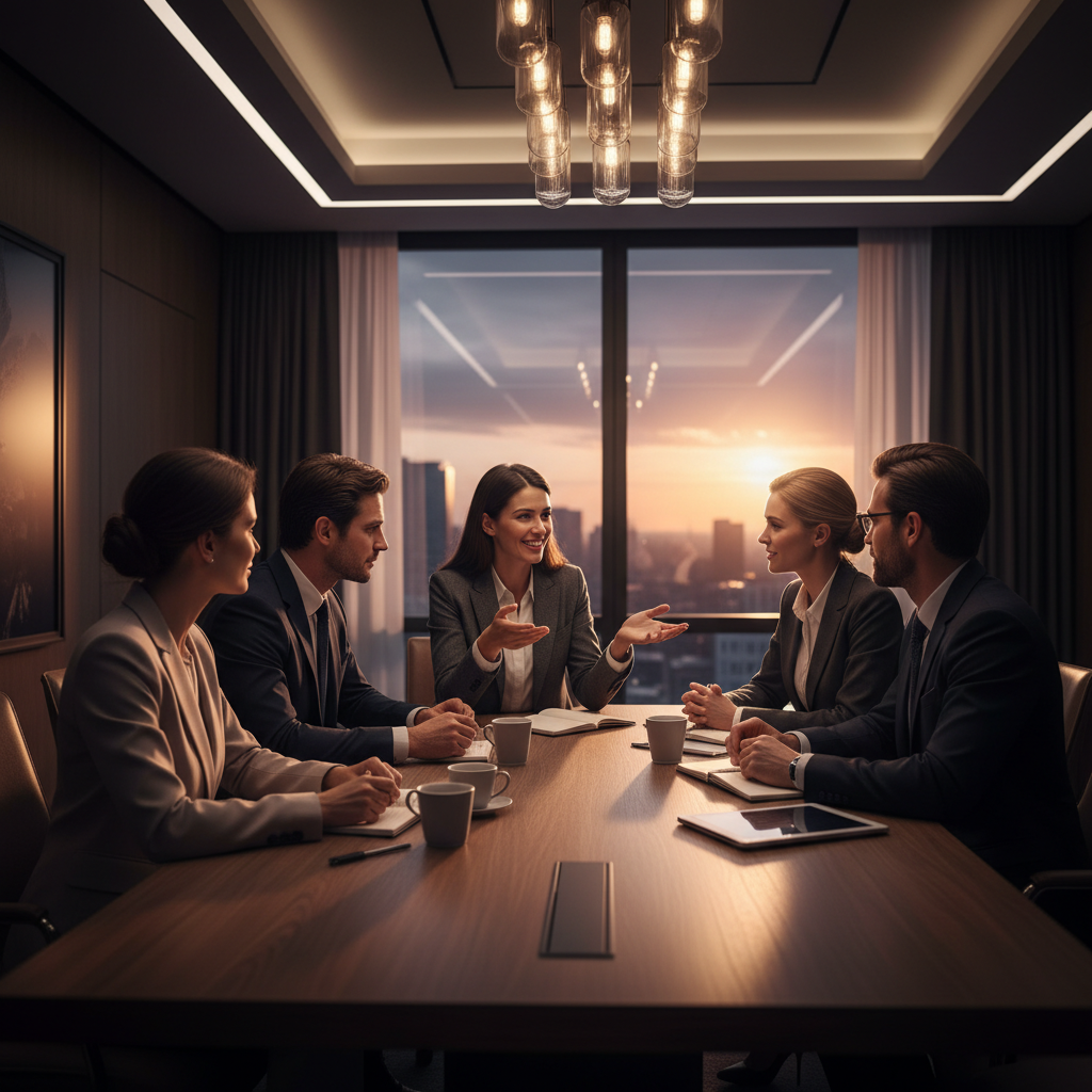 사람들이 모여 대화하는 모습