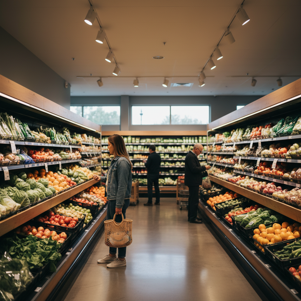 쇼핑을 즐기며 즐거워하는 모습