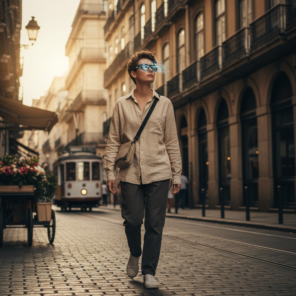 스마트글라스를 착용한 채 일상을 촬영하는 모습