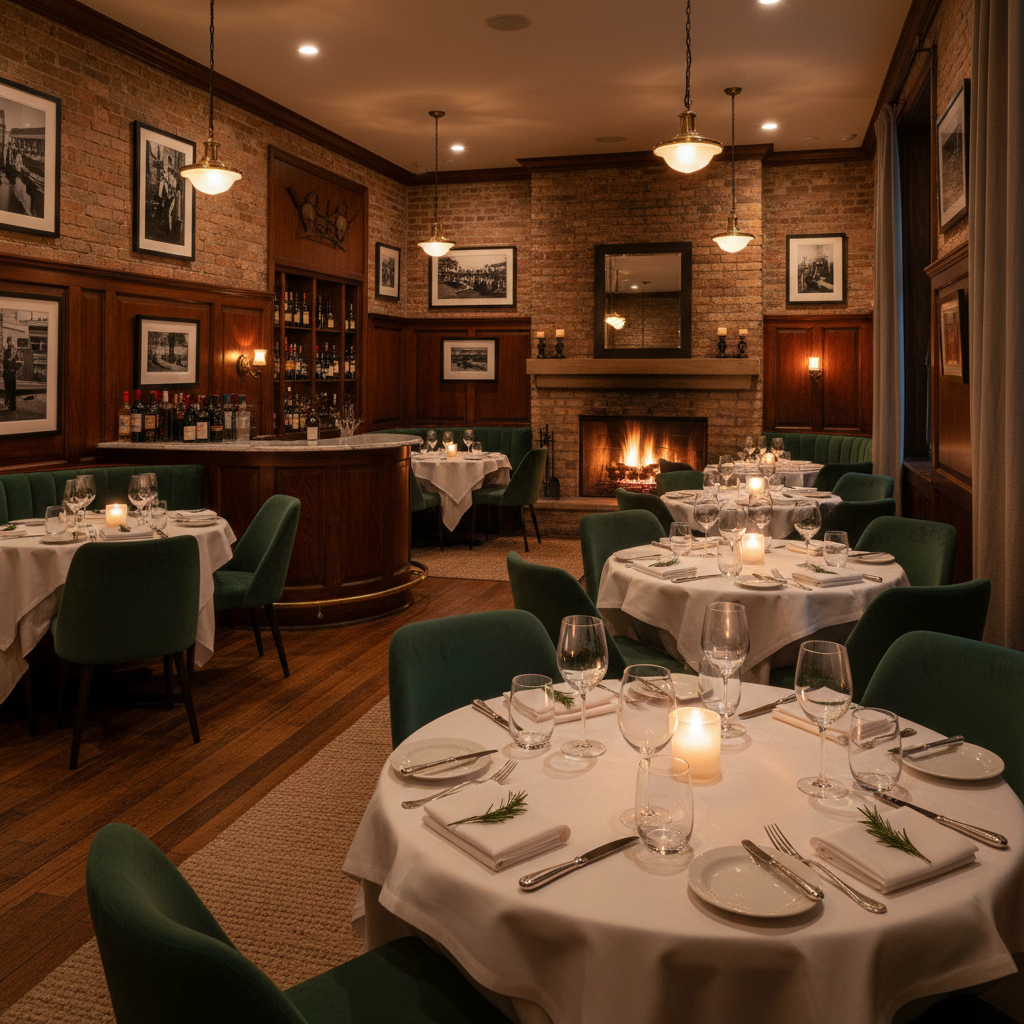 은은한 조명 아래 정갈한 테이블 세팅