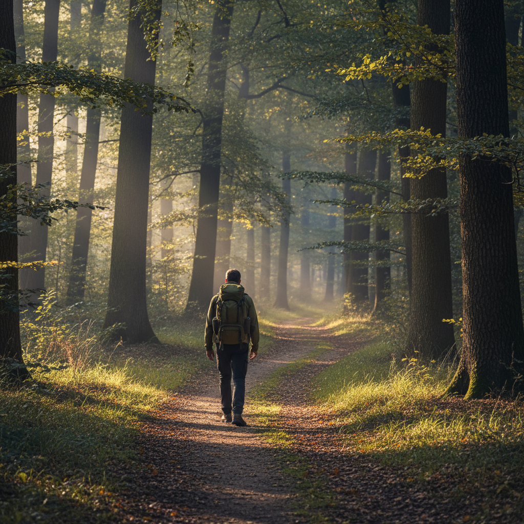 자연 속에서 산책하며 사색하는 사람