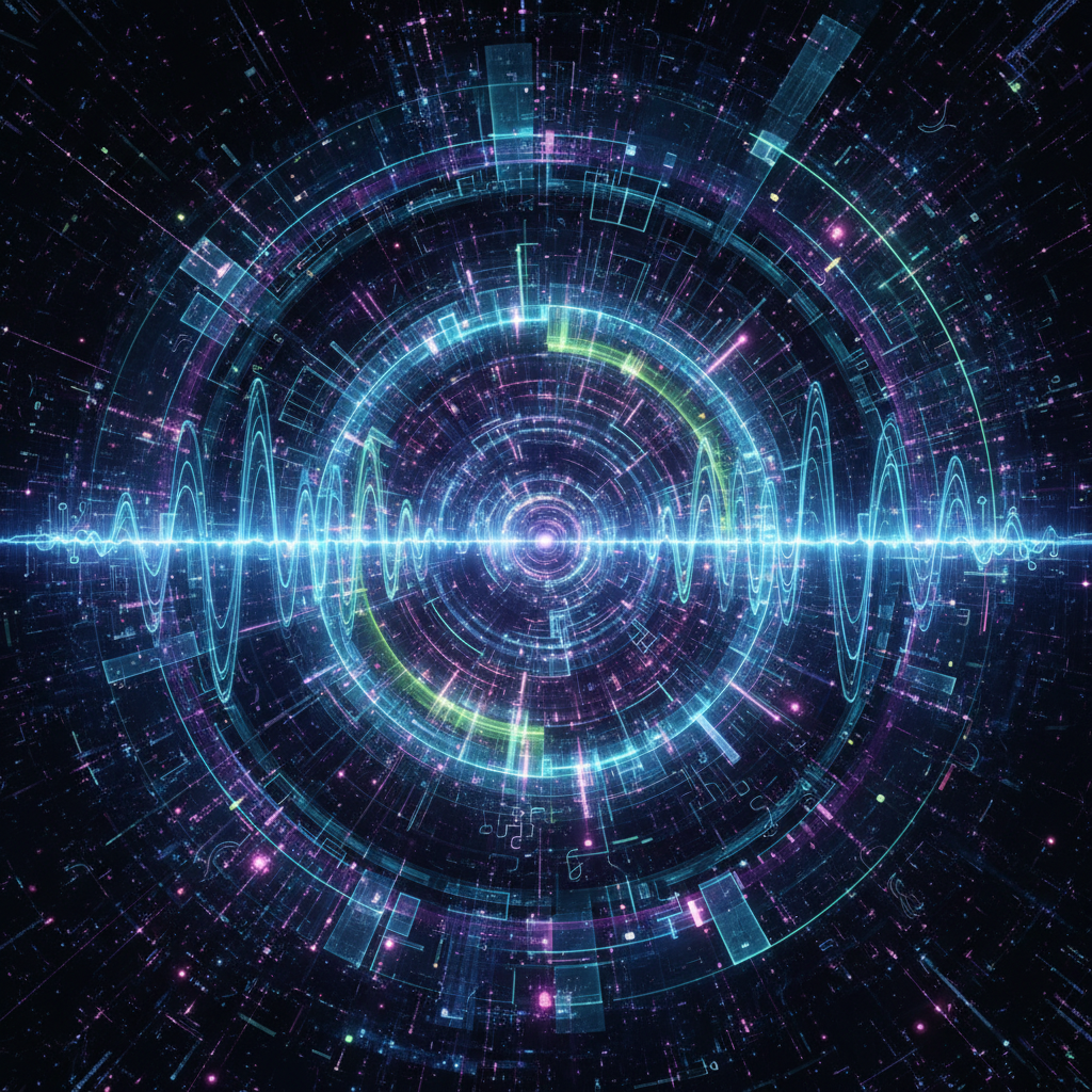 추상적인 AI 음악 생성 데이터 시각화