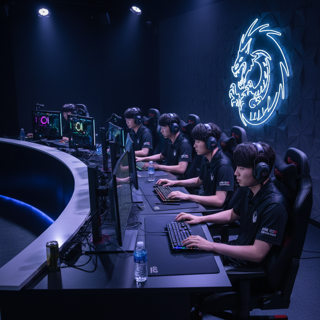 경기에 집중하고 있는 LCK 프로게이머의 모습