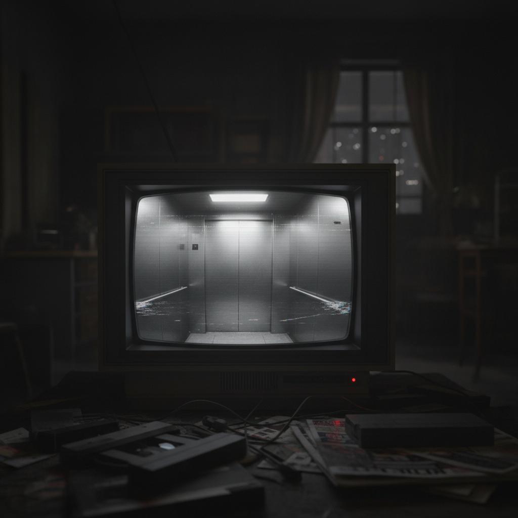 오래된 TV 화면 속의 보안 영상