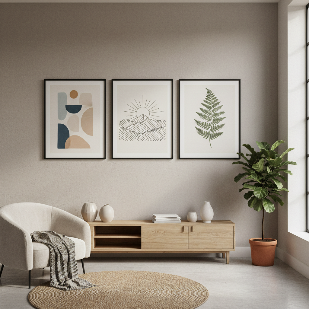 벽면에 장식된 A3 사이즈 아트 포스터