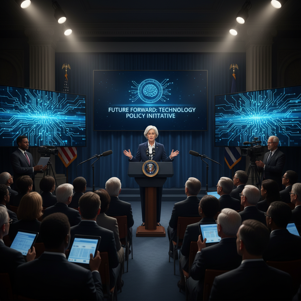 트럼프 대통령의 AI 정책 발표 상상도