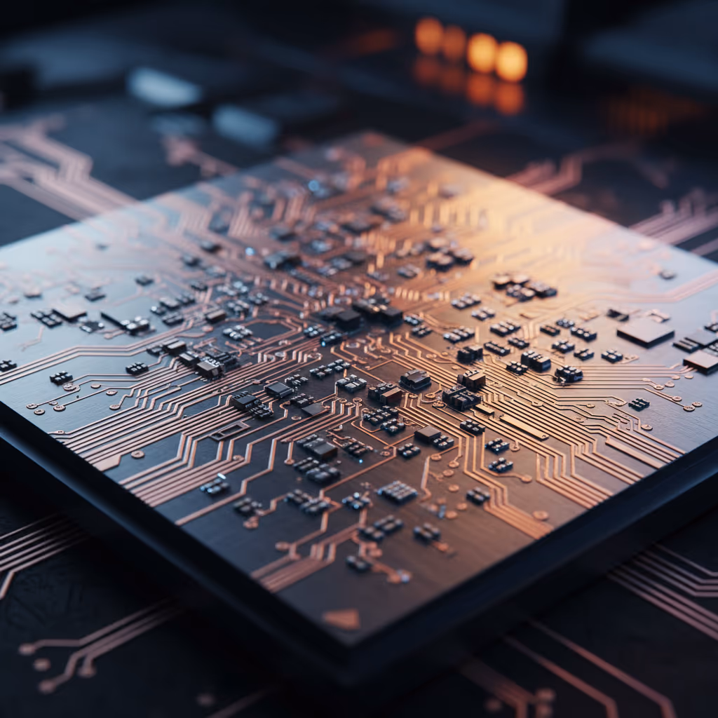 복잡한 회로가 설계된 AI 프로세서