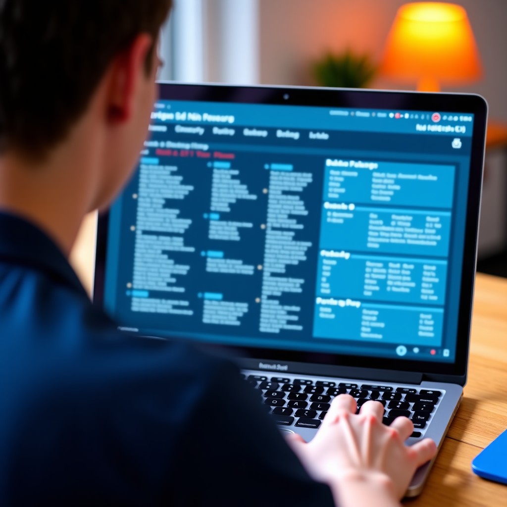 Close-up of a student using a laptop with complex research documents and AI interface on screen, colorful and clean workspace, professional office aesthetic, vibrant colors, 4:3 aspect ratio.
