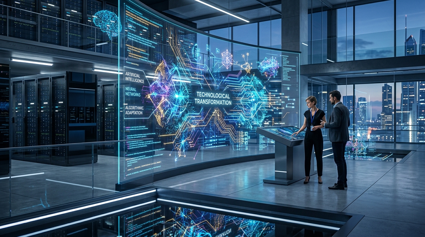 AI 기술의 변화를 상징하는 추상적 이미지