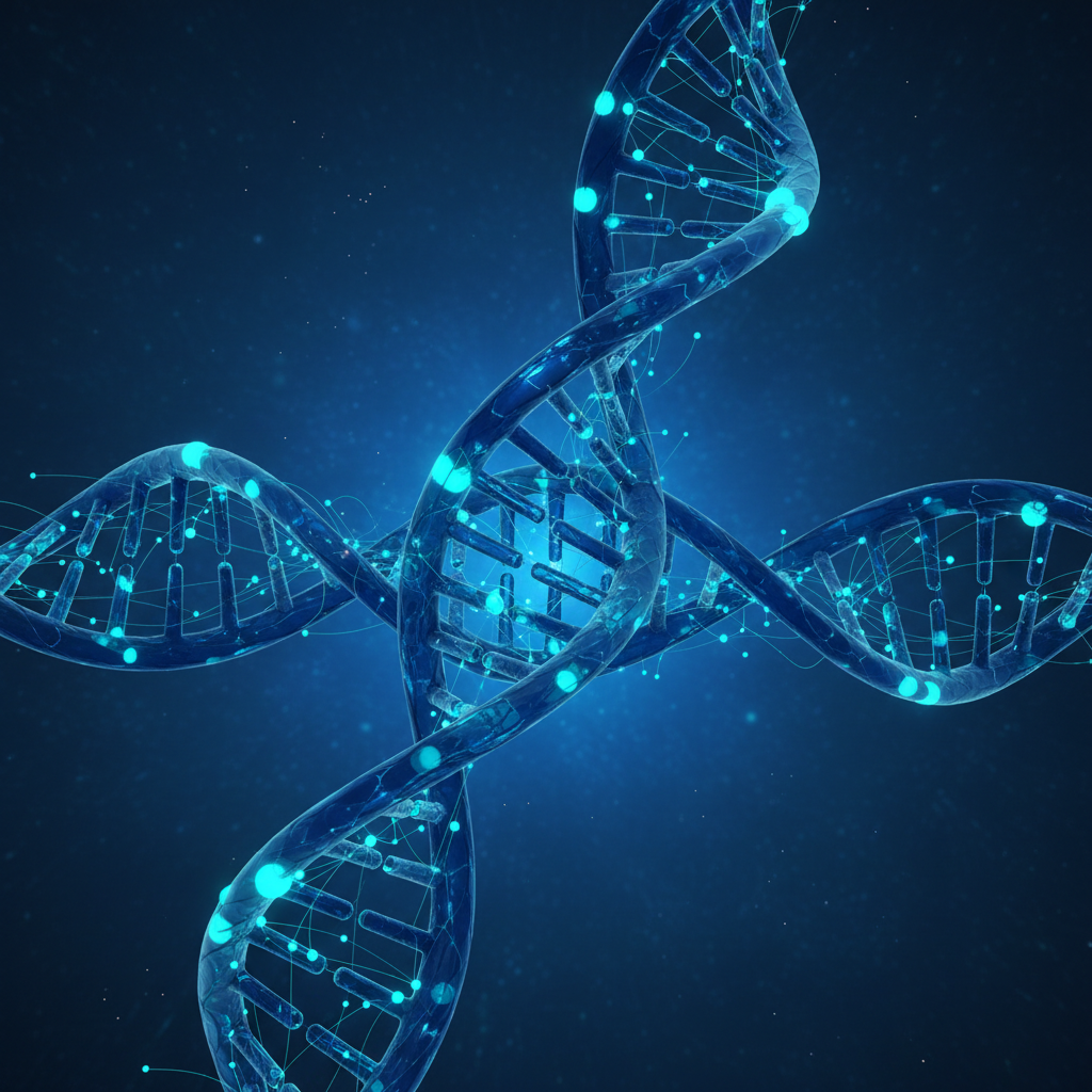 복잡한 DNA 구조를 형상화한 디지털 아트