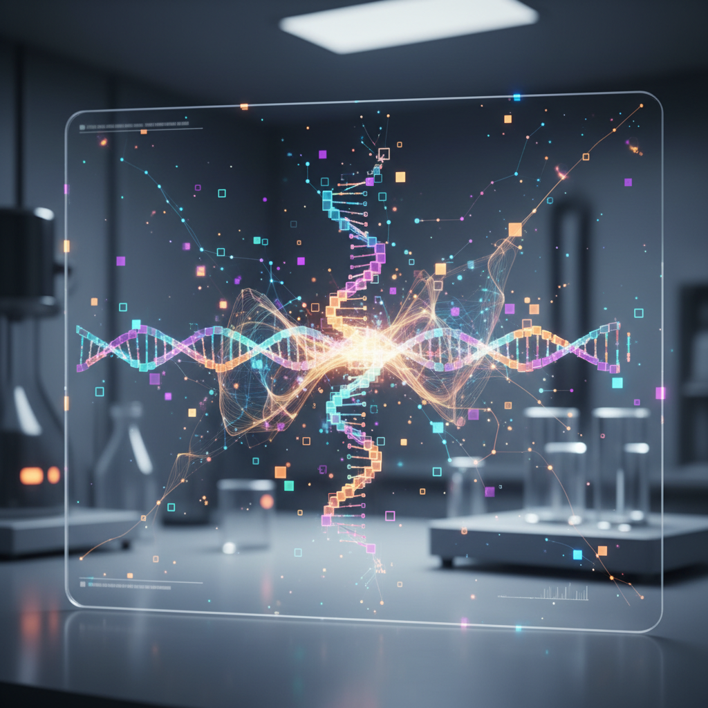 DNA 염기 서열을 데이터화하여 분석하는 모습