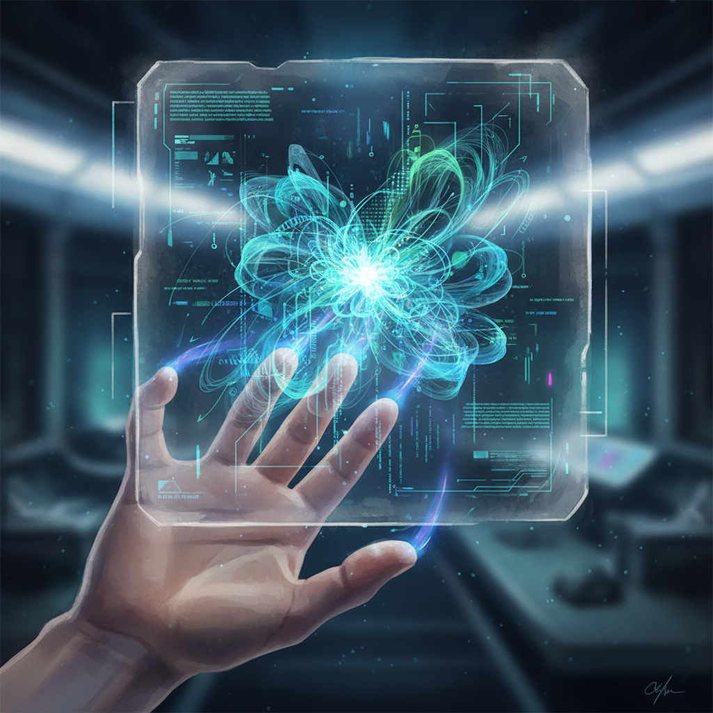 바이브 코딩을 통해 실시간으로 코드가 생성되는 추상적인 이미지