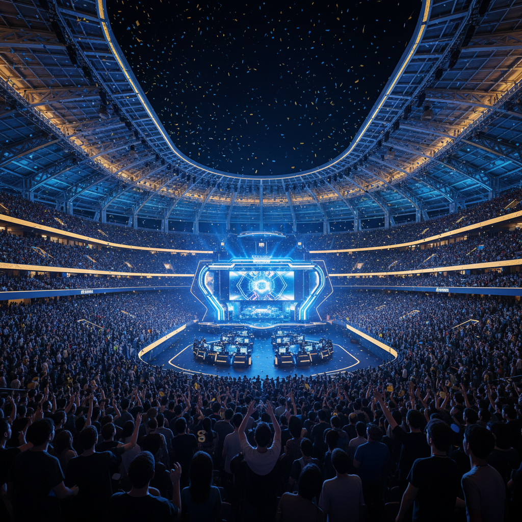 브라질 상파울루 라이엇 게임즈 아레나의 화려한 조명